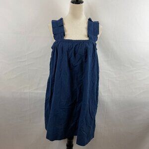 Lake Nightie M Dark Blue Ruffle Straps Swiss Dot